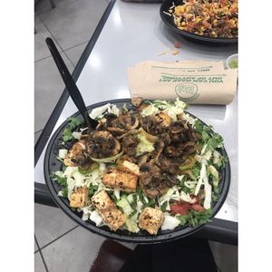 Huge burrito bowl at Moe's Southwest Grill in Midland