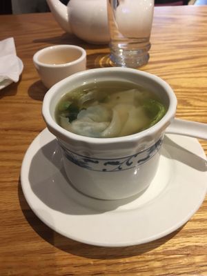 Wonton soup at Bodai Vegetarian in Brooklyn
