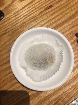 Coconut sticky rice dumpling (filled with peanut and sesame)  at Bodai Vegetarian in Brooklyn