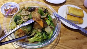 Buddhist delight and pumpkin pastry at Bodai Vegetarian in Brooklyn