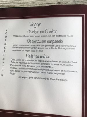 Menu at Chillers in Emmeloord