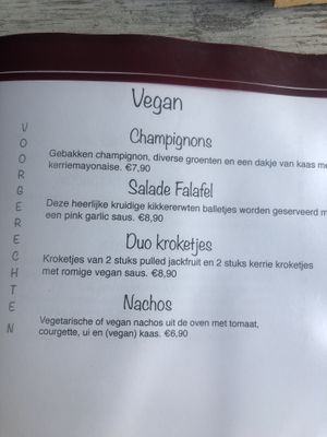 Menu at Chillers in Emmeloord
