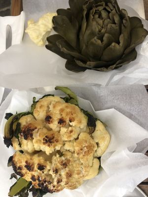 cauliflower and artichoke (with cheese) at Miznon in Vienna