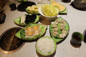 Our dinner at Yī Yè Yī Shìjiè - Vegan Hotpot in Shanghai