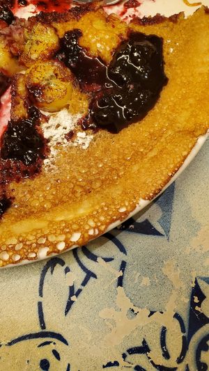 Banana blueberry pancake at Pancakes - Berenstraat in Amsterdam