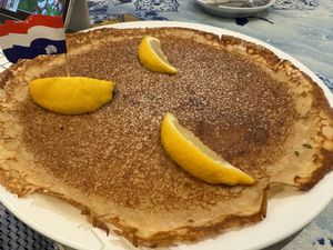 Lemon and powdered sugar pancake  at Pancakes - Berenstraat in Amsterdam