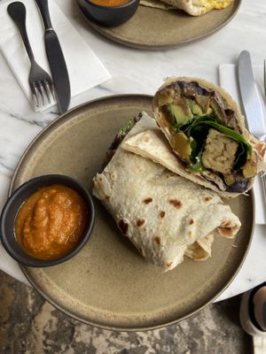  Breakfast burrito with tempeh, mushrooms, avocado at Comoba in Lisbon