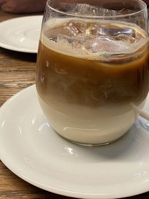 Iced Latte with oat milk  at Comoba in Lisbon
