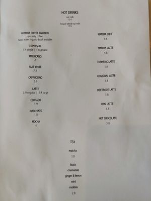 Menu at Comoba in Lisbon