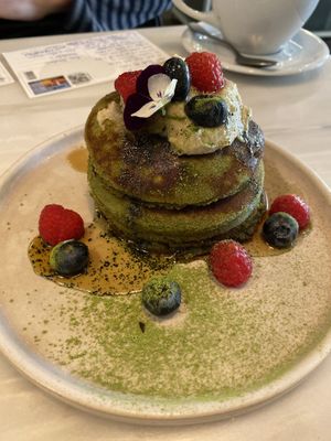 Matcha pancakes at Comoba in Lisbon