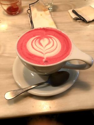 beet latte at Comoba in Lisbon