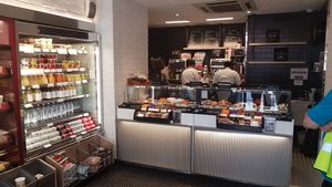 The counter inside at Pret A Manger - Buckingham Palace in South West London