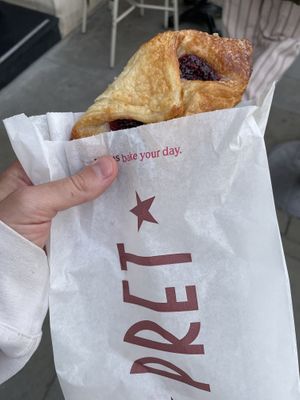 Raspberry croissant   at Pret A Manger - Victoria Station in South West London