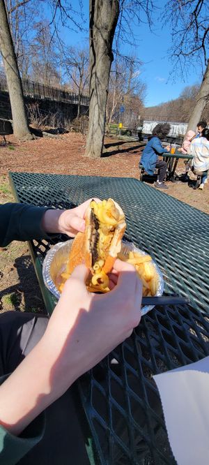 Truffle Mac n cheese sandwich is a must! at Next Stop Vegan - Washington Heights in New York City