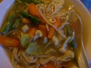 vegetables noodle with soup at Home Again in Kalaw