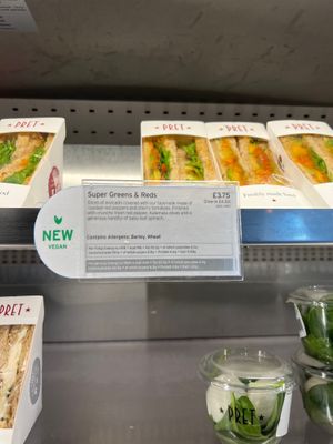 New vegan sandwiches at Pret A Manger - Great Marlborough St in London