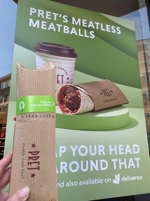Meatless meatball wrap available at this branch  at Pret A Manger - High St in North London