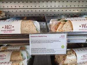 Vegan options at Pret A Manger - South Kensington Tube in South West London