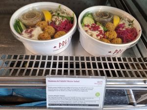 Hummus and falafel mezze salad at Pret A Manger - South Kensington Tube in South West London