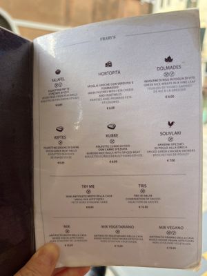Menu is clearly labelled at Frary's in Venice