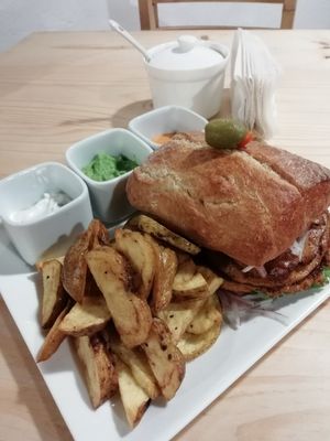 Butifarra vegana at Namaste Coffee in Lima