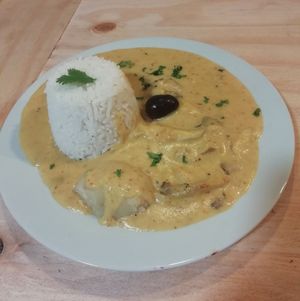 Ají de no gallina. at Namaste Coffee in Lima