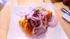 Tamal at Namaste Coffee in Lima