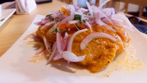 Tamal at Namaste Coffee in Lima