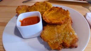 Patacones at Namaste Coffee in Lima