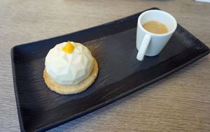 Coconut dessert at Amour Patisserie Vegetale in Nice