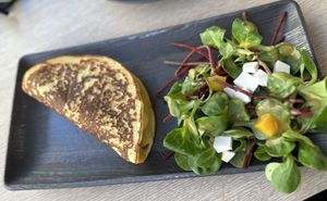 Omelette and side salad  at Amour Patisserie Vegetale in Nice