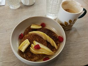 Buckwheat pancakes at Amour Patisserie Vegetale in Nice