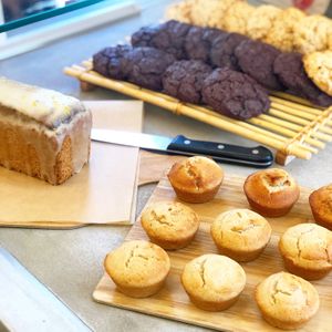 Cookies, muffins and cake of the day  at Amour Patisserie Vegetale in Nice