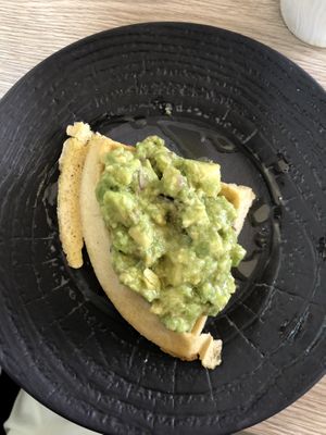 Avocado on a waffle at Amour Patisserie Vegetale in Nice