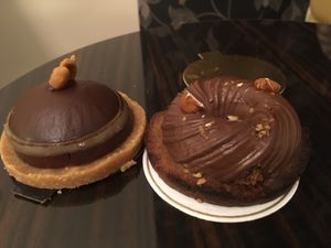 Our two takeaway cakes! Yum  at Amour Patisserie Vegetale in Nice