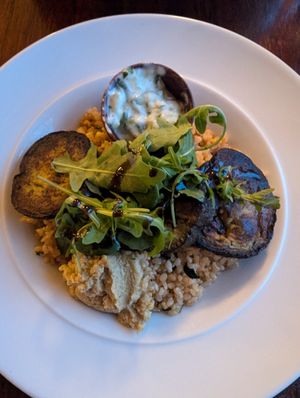 Roasted eggplant dish at Café Engel in Helsinki