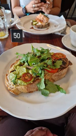 Avocado, hommus and mushroom toast at Café Engel in Helsinki