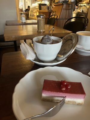 Rooibos and vegan cake  at Café Engel in Helsinki