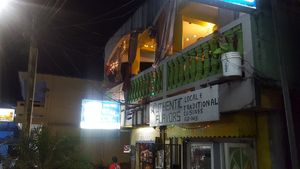 Upstairs near the roundabout Guiness sign at Authenic Flavors in San Ignacio