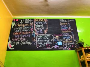 Menu at Green Falafel in Cusco
