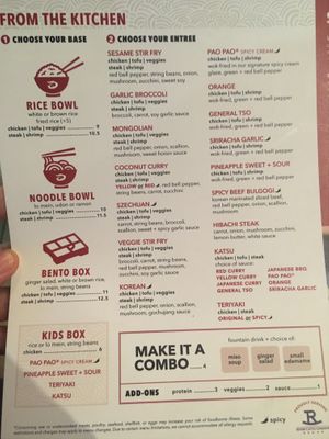 Menu at Bento - South Side in Jacksonville