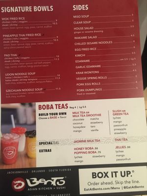 Menu  at Bento - South Side in Jacksonville