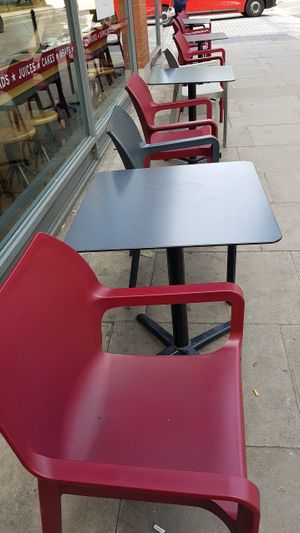 Outside seats at Pret A Manger - Fulham Palace in South West London