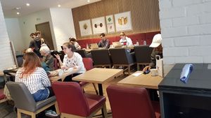 More seating at Pret A Manger - Battersea in South West London