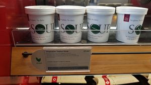 Vegetable tagine soup vegan at Pret A Manger - Fulham Rd in South West London