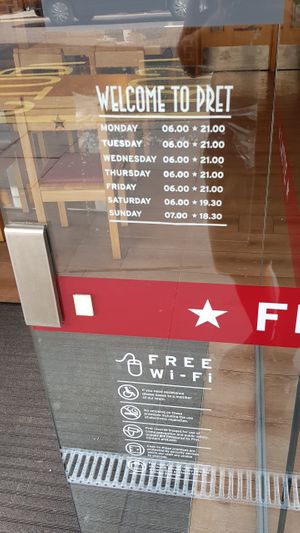 Opening times at Pret A Manger - Fulham Rd in South West London