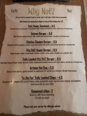 Menu  at Why Not? Cafe Bar in Worsley