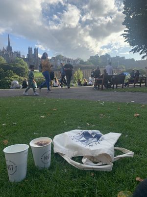 coffes with a view  at Pret A Manger - Waverley Station in Edinburgh