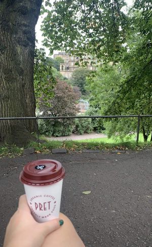 oat latte at Pret A Manger - Waverley Station in Edinburgh