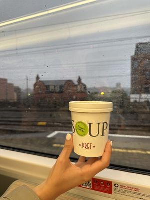Rainy train ride soup!   at Pret A Manger - Waverley Station in Edinburgh